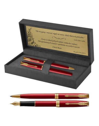 Długopis + Pióro Parker Sonnet Czerwona Laka GT z Grawerem [1931476/3]