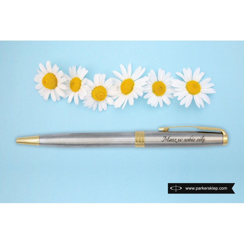 Długopis + Pióro Parker Sonnet Stalowy GT [1931507/1]