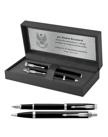 Zestaw Długopis + Pióro Parker IM Czarny CT w Pudełku z Grawerem [1931665/7]