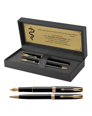 Długopis i Pióro Parker Sonnet Czarny GT w Pudełku z Grawerem [1931497/15]