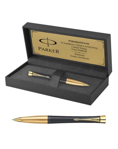 Długopis Parker Urban Czarny Matowy GT w Pudełku z Grawerem [2143640/18]