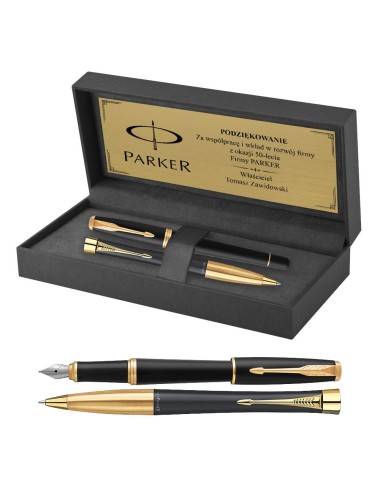 Długopis i Pióro Parker Urban Czarny GT w Pudełku z Grawerem [2143640/19]