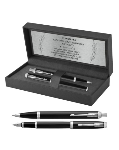 Zestaw Długopis + Pióro Parker IM Czarny CT w Pudełku z Grawerem [1931665/8]