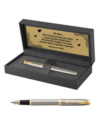 Pióro wieczne Parker IM Brushed Metal GT w Pudełku z Grawerem [1931649/6]
