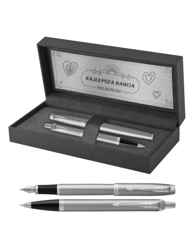 Długopis i Pióro Parker IM Srebrny CT w Pudełku z Grawerem [2143631/19]