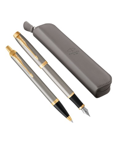 Zestaw Długopis i Pióro Parker IM Brushed Metal GT + Etui [1931670/17]