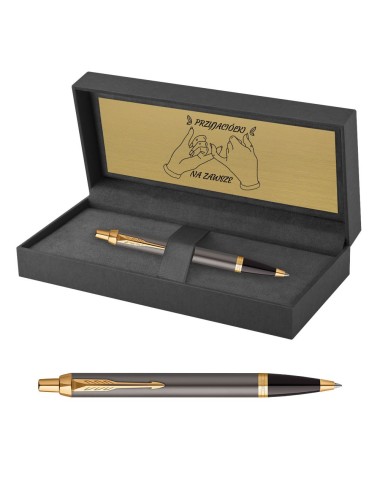 Zestaw Długopis Parker IM Grey GT w Pudełku z Grawerem [2214613/4]