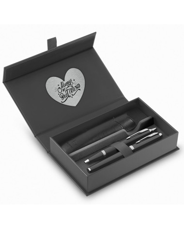 Długopis i Pióro Parker IM Srebrny CT w Pudełku z Etui oraz tabliczką z grawerem [2214458/2]