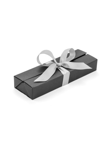 Pudełko prezentowe srebrne z wstążką [19614-00]