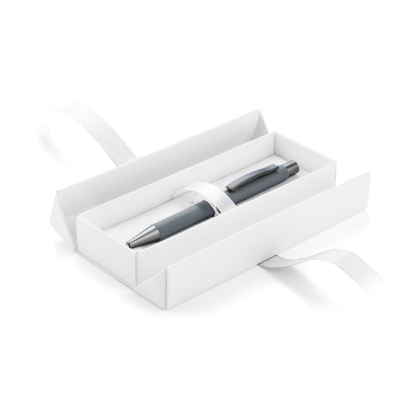 Pudełko prezentowe białe ze srebrną wstążką [19615-00]