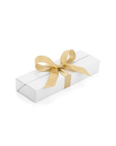 Pudełko prezentowe białe ze złotą wstążką [19615-24]