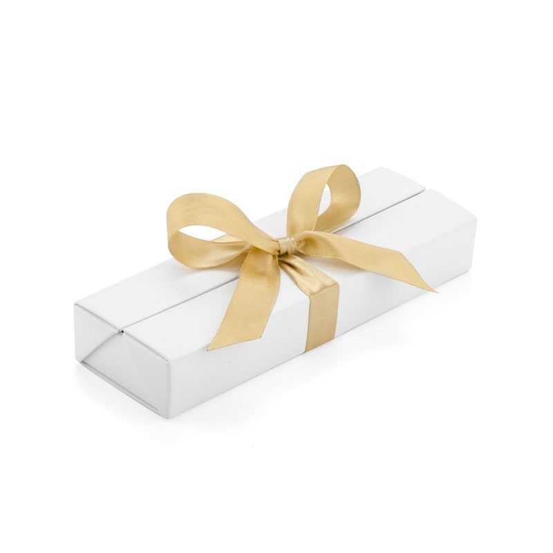 Pudełko prezentowe białe ze złotą wstążką [19615-24]