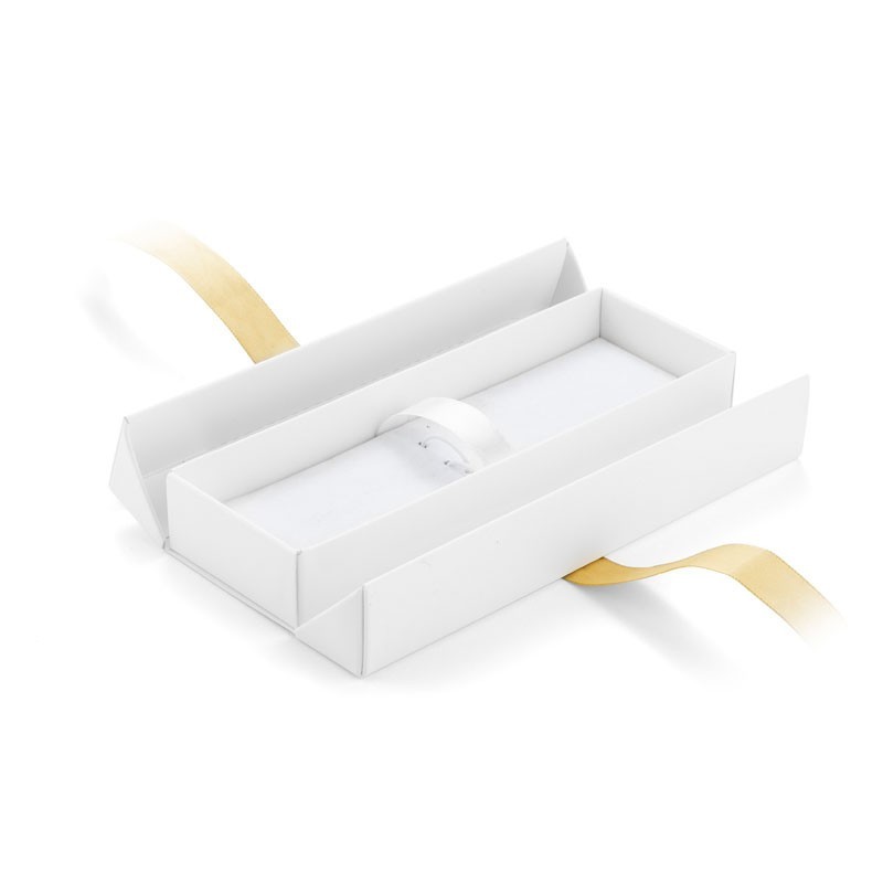 Pudełko prezentowe białe ze złotą wstążką [19615-24]