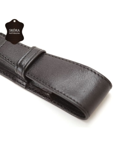 Skórzane etui na pojedyńczy produkt w kolorze czarnym [E00135]