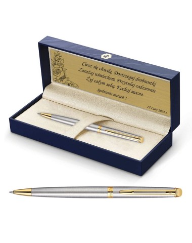 Zestaw Waterman Hemisphere stalowy GT z grawerem