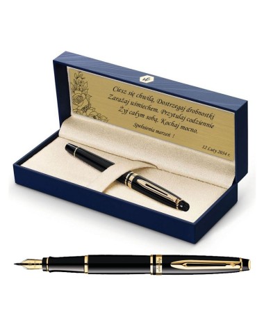 Zestaw Pióro Waterman Expert czarne GT z grawerem