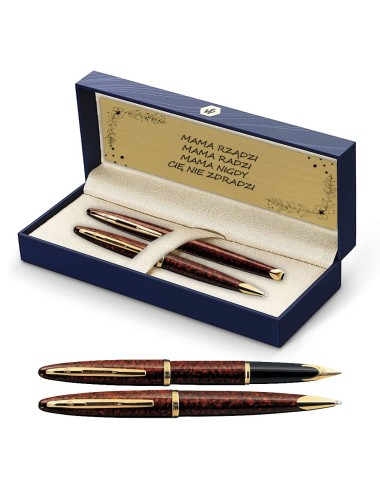 Długopis i Pióro Waterman Carene bursztyn GT w Pudełku z Grawerem [S0700940/2]