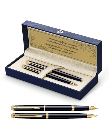 Długopis i Pióro Waterman Hemisphere czarny GT w Pudełku z Grawerem [S0920670/4]