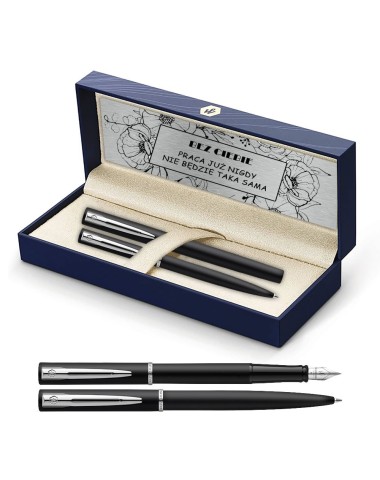 Długopis i Pióro Waterman Allure czarne matowe CT w Pudełku z Grawerem [2068192/3]