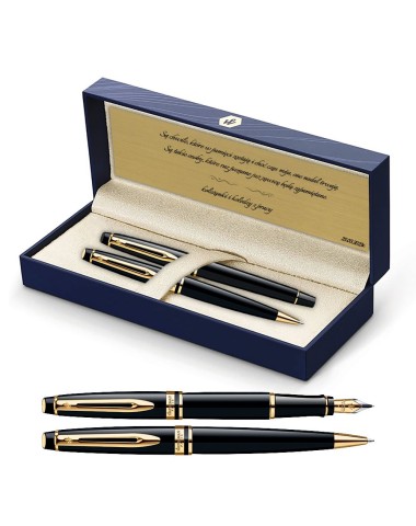 Długopis i Pióro Waterman Expert czarny GT w Pudełku z Grawerem [S0951700/3]