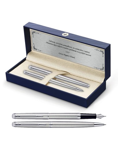 Długopis i Pióro Waterman Hemisphere stalowy CT w Pudełku z Grawerem [S0920470/6]