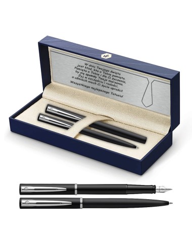 Długopis i Pióro Waterman Allure czarne matowe CT w Pudełku z Grawerem [2068192/6]