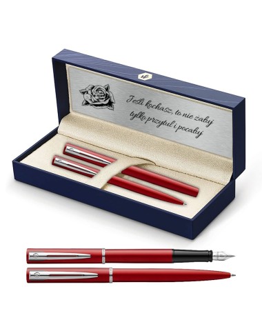 Długopis i Pióro Waterman Allure czerwony CT w Pudełku z Grawerem [2068193/4]