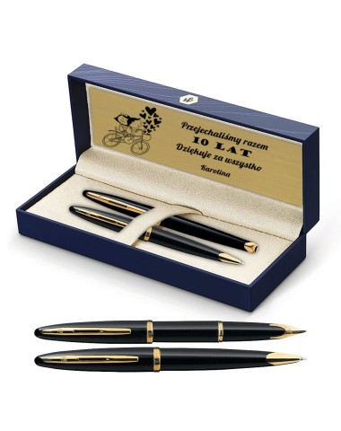 Długopis i Pióro Waterman Carene Contemporary czarny GT w Pudełku z Grawerem [S0700380/2]