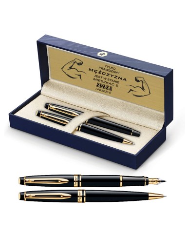 Długopis i Pióro Waterman Expert czarny GT w Pudełku z Grawerem [S0951700/9]