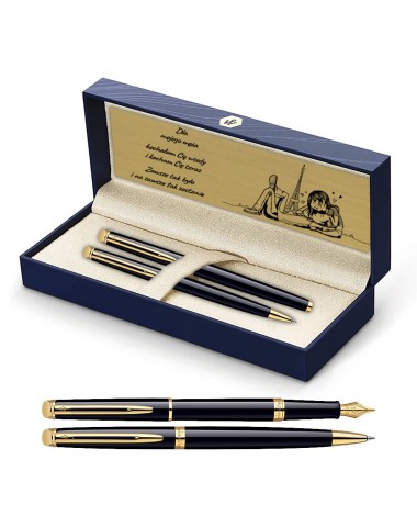 Długopis i Pióro Waterman Hemisphere czarny GT w Pudełku z Grawerem [S0920670/10]