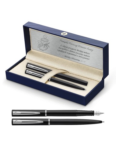 Długopis i Pióro Waterman Allure czarne matowe CT w Pudełku z Grawerem [2068192/11]