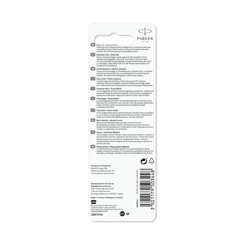 Wkład do długopisu Parker Żelowy Czarny "M" [1950344]