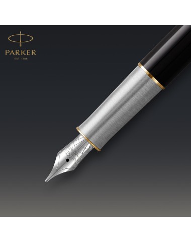 Pióro Parker ze złotą stalówką - Pióro wieczne Parker Sonnet Metal & Black GT 18k. [2119784] | Parkersklep.com