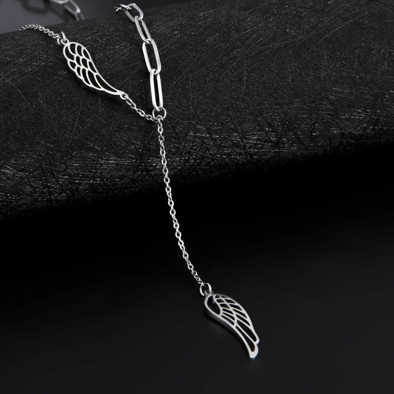 Naszyjnik stalowy skrzydła anioła [BM007]