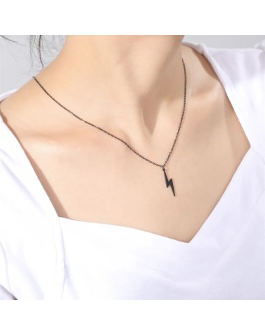 Naszyjnik stalowy czarny - piorun [BM008]