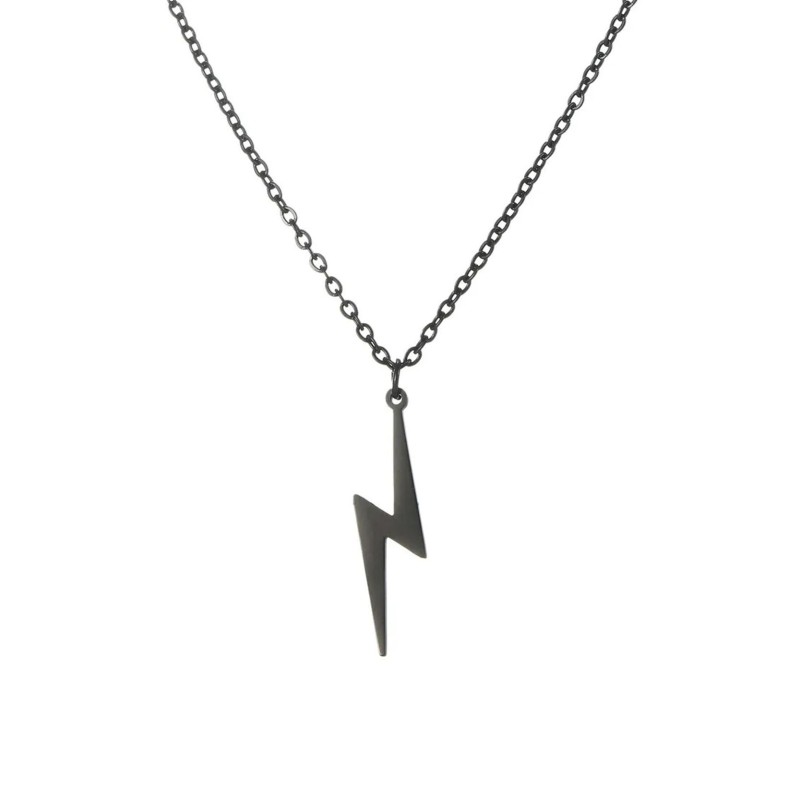 Naszyjnik stalowy czarny - piorun [BM008]