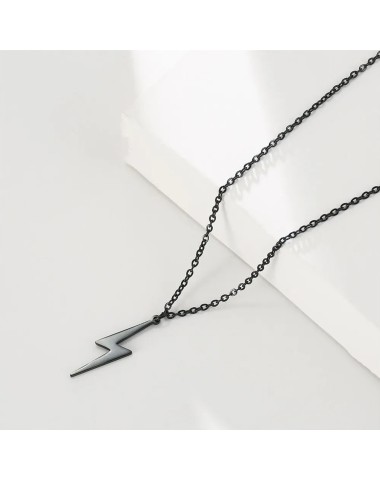 Naszyjnik stalowy czarny - piorun [BM009]