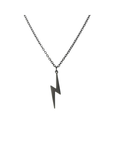 Naszyjnik stalowy czarny - piorun [BM009]