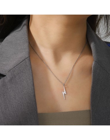 Naszyjnik stalowy srebrny - piorun [BM009]