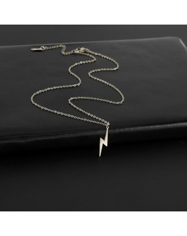 Naszyjnik stalowy srebrny - piorun [BM009]