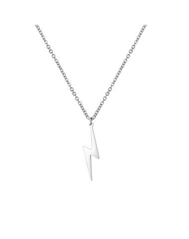 Naszyjnik stalowy srebrny - piorun [BM010]