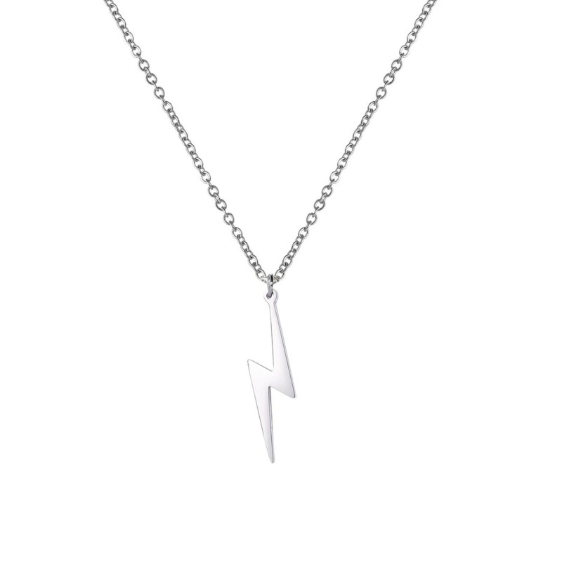 Naszyjnik stalowy srebrny - piorun [BM010]