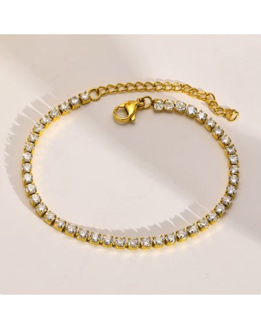 Bransoletka stalowa z cyrkoniami, regulowana [BD011]