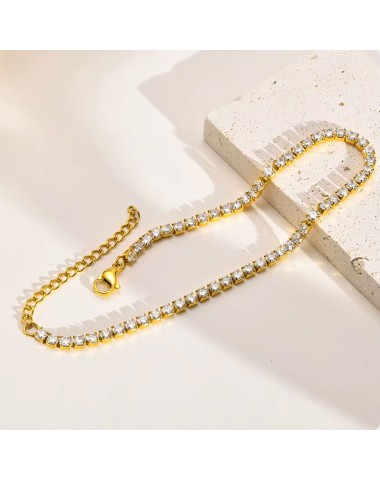 Bransoletka stalowa z cyrkoniami, regulowana [BD011]