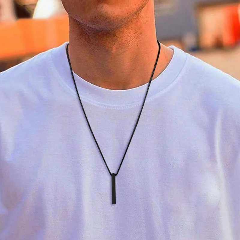 Naszyjnik stalowy czarny - filarowy [BM014]