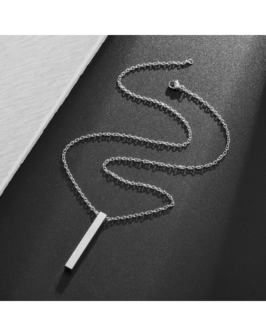 Naszyjnik stalowy srebrny - filarowy [BM016]