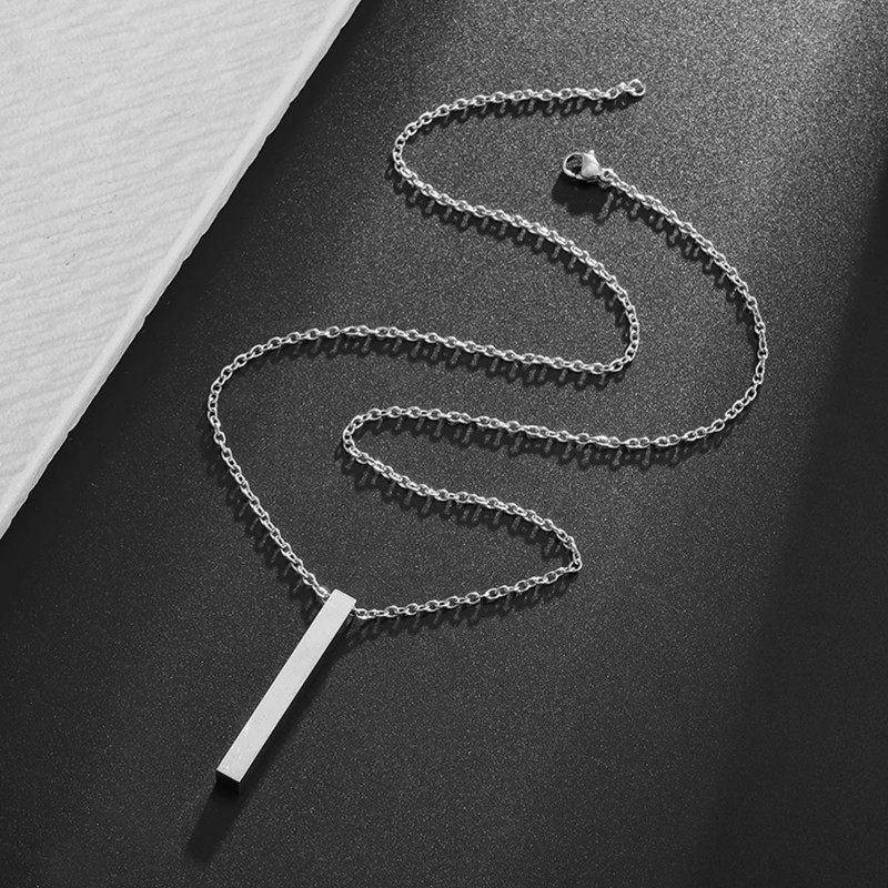 Naszyjnik stalowy srebrny - filarowy [BM017]