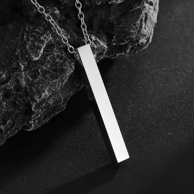 Naszyjnik stalowy srebrny - filarowy [BM017]