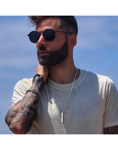 Naszyjnik stalowy srebrny - filarowy [BM017]