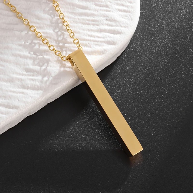 Naszyjnik stalowy złoty - filarowy [BM018]